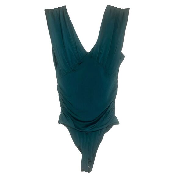 ✨EXPRESS Green Body Contour Double Layer Empire V Neck Sz XS Bodysuit✨ - Picture 7 of 9